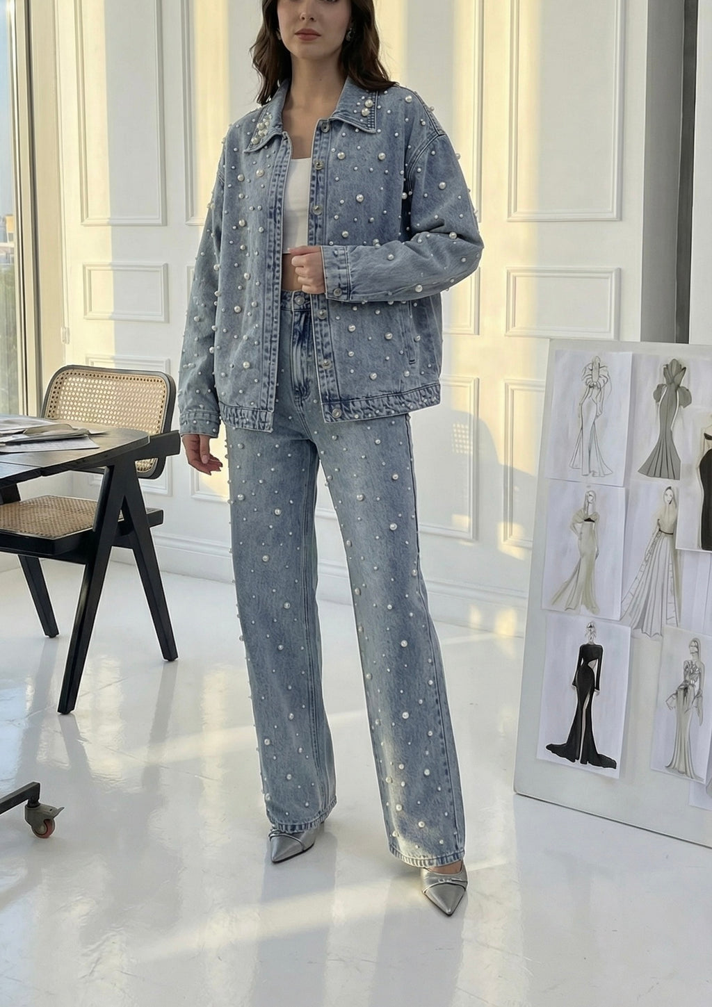 Denim pearls