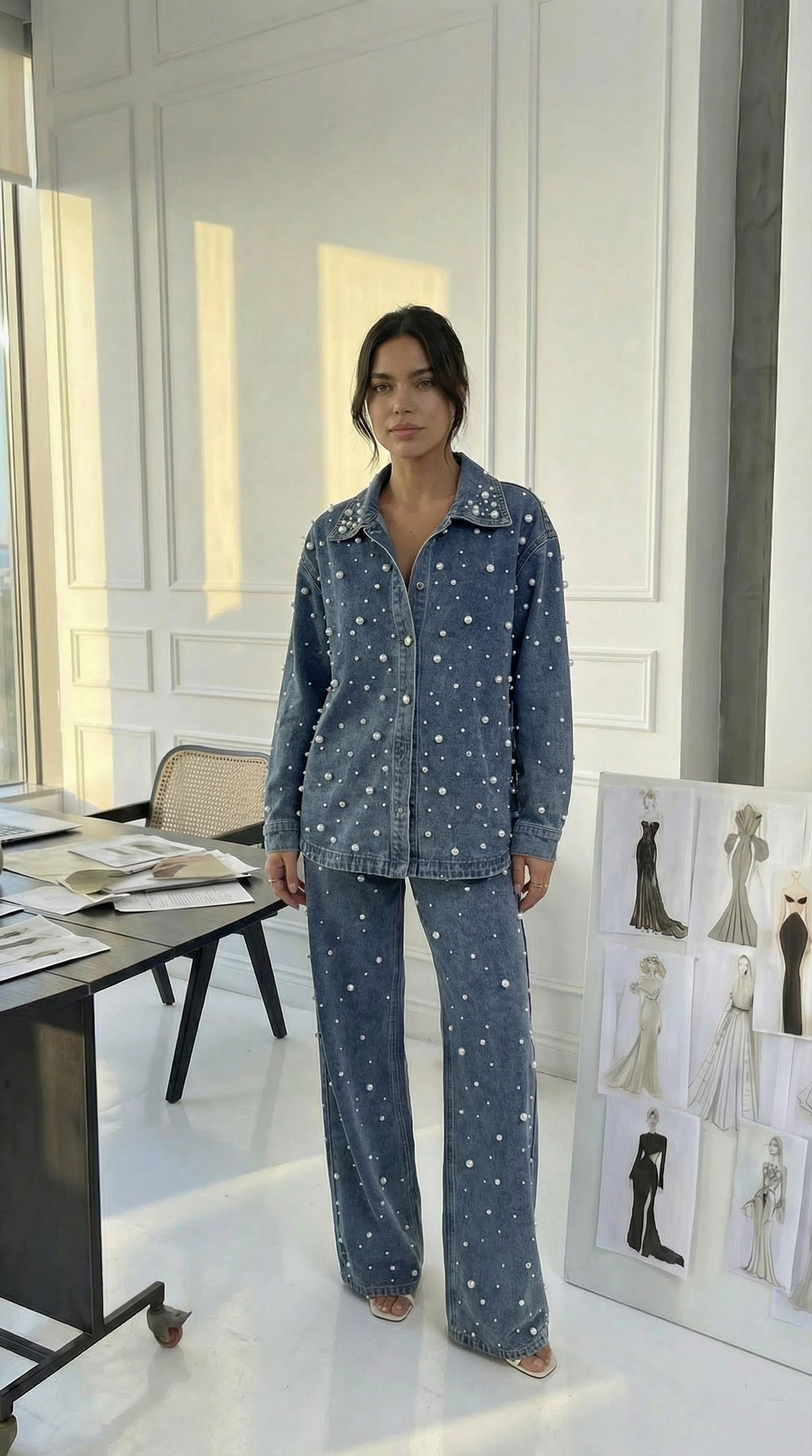 Denim pearls