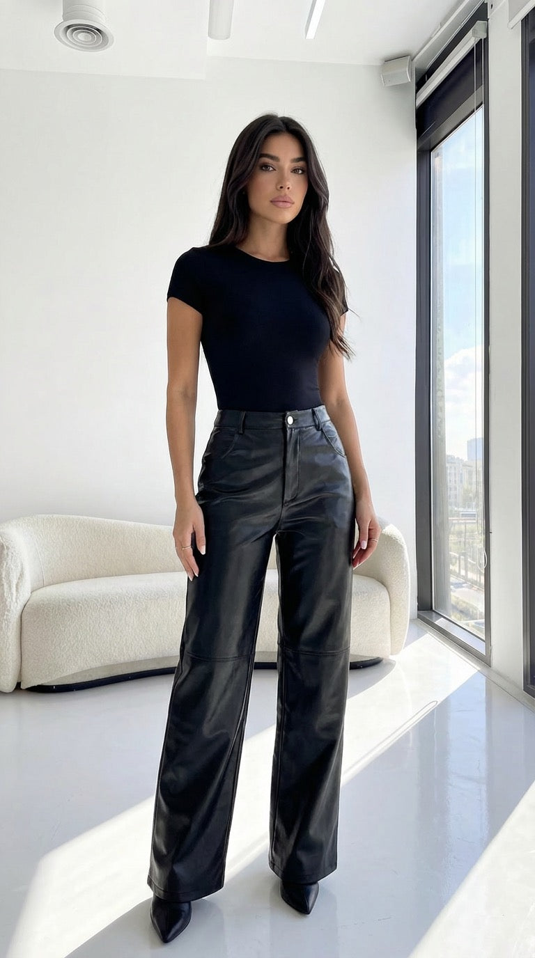 Leather leg pants