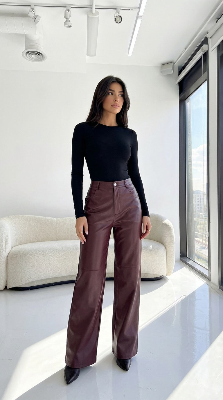 Leather leg pants