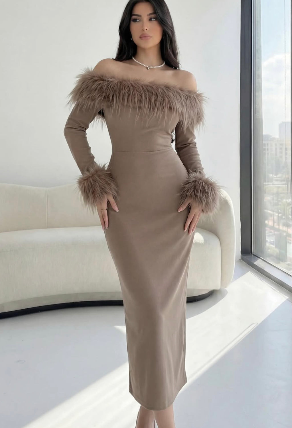 Fluffy off shoulder