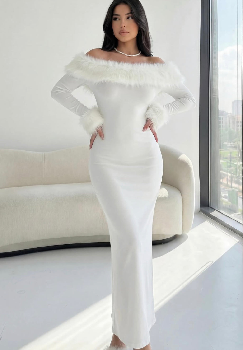 Fluffy off shoulder
