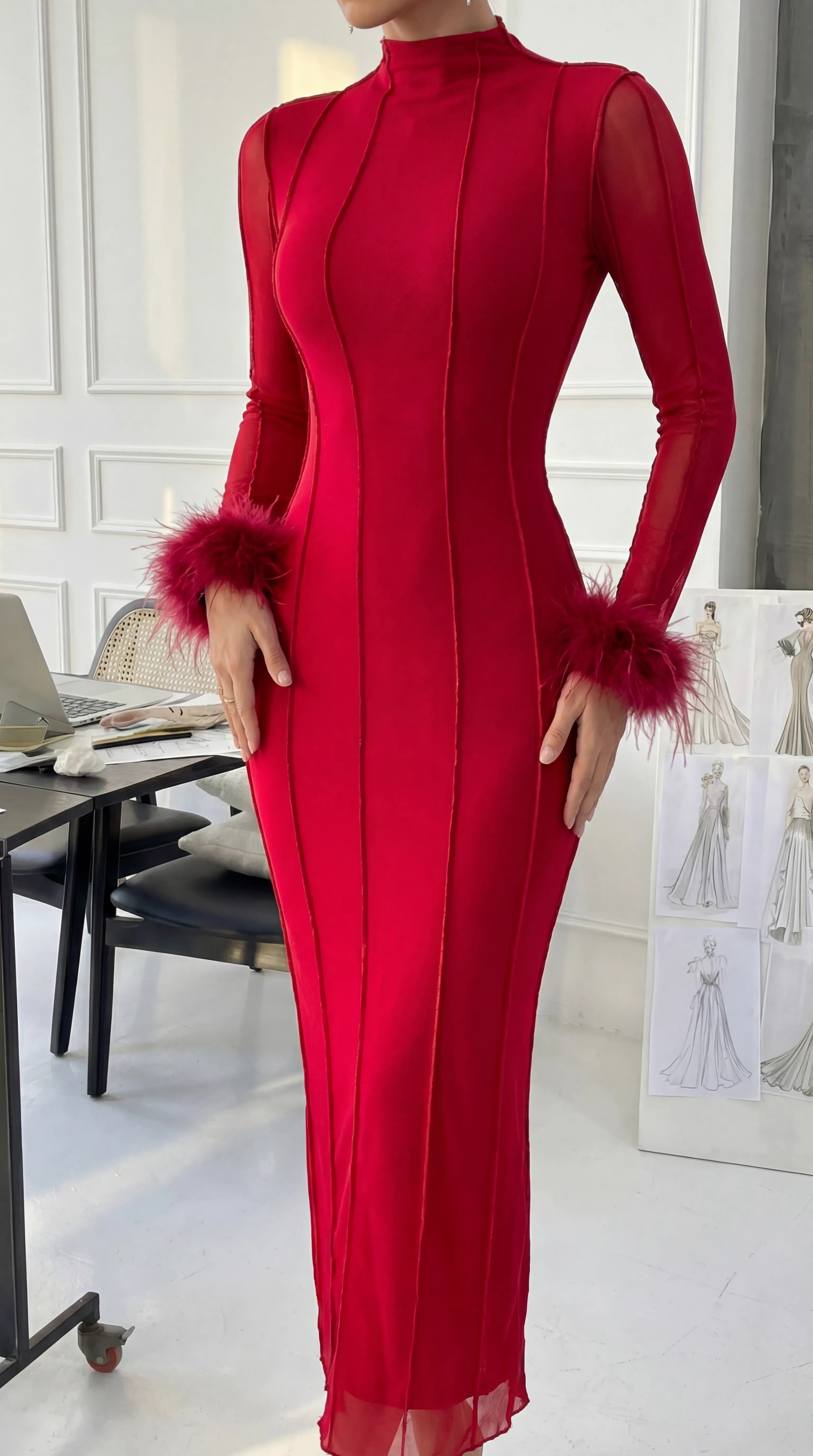 FUZZY cuff dress