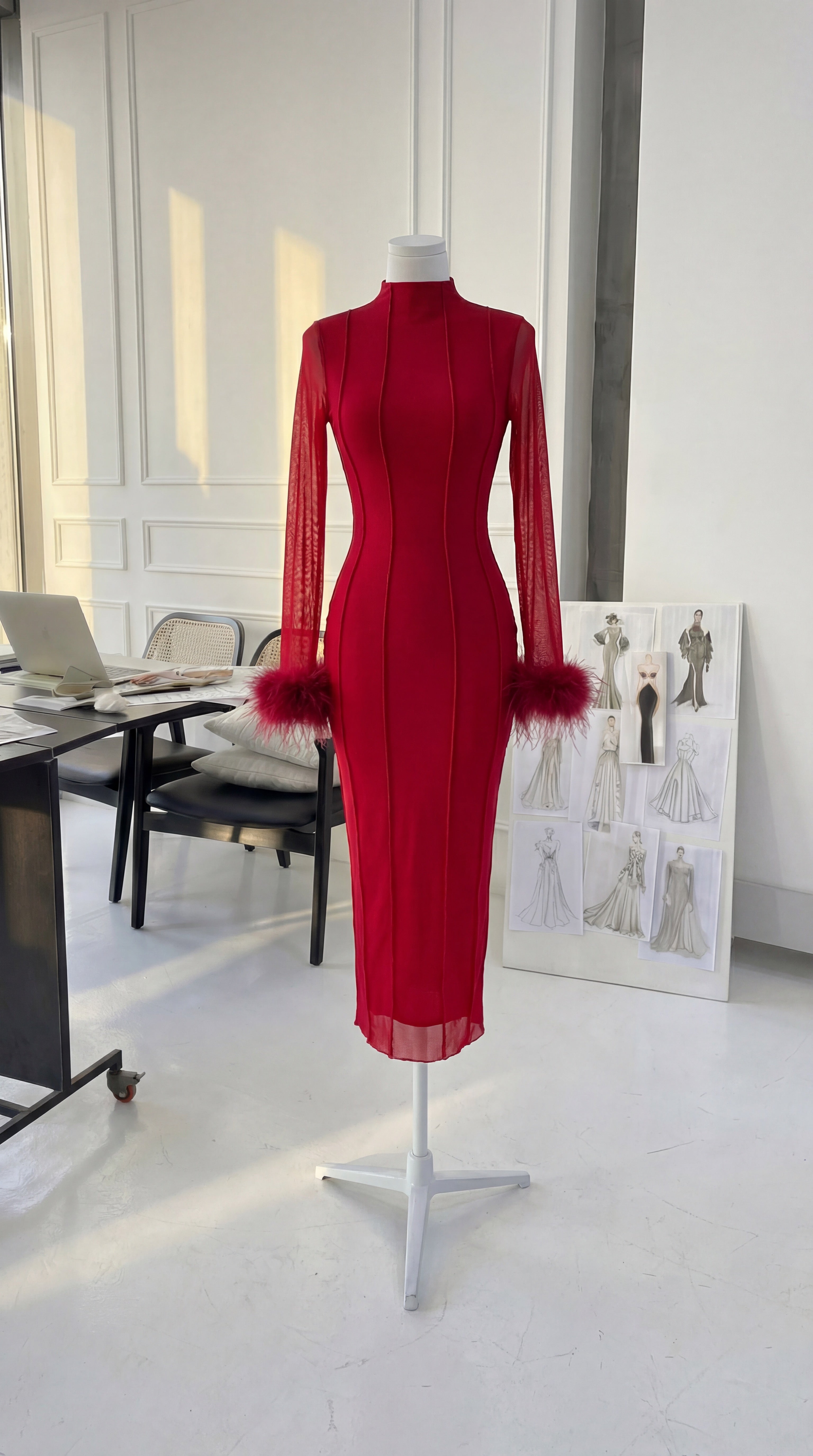 FUZZY cuff dress