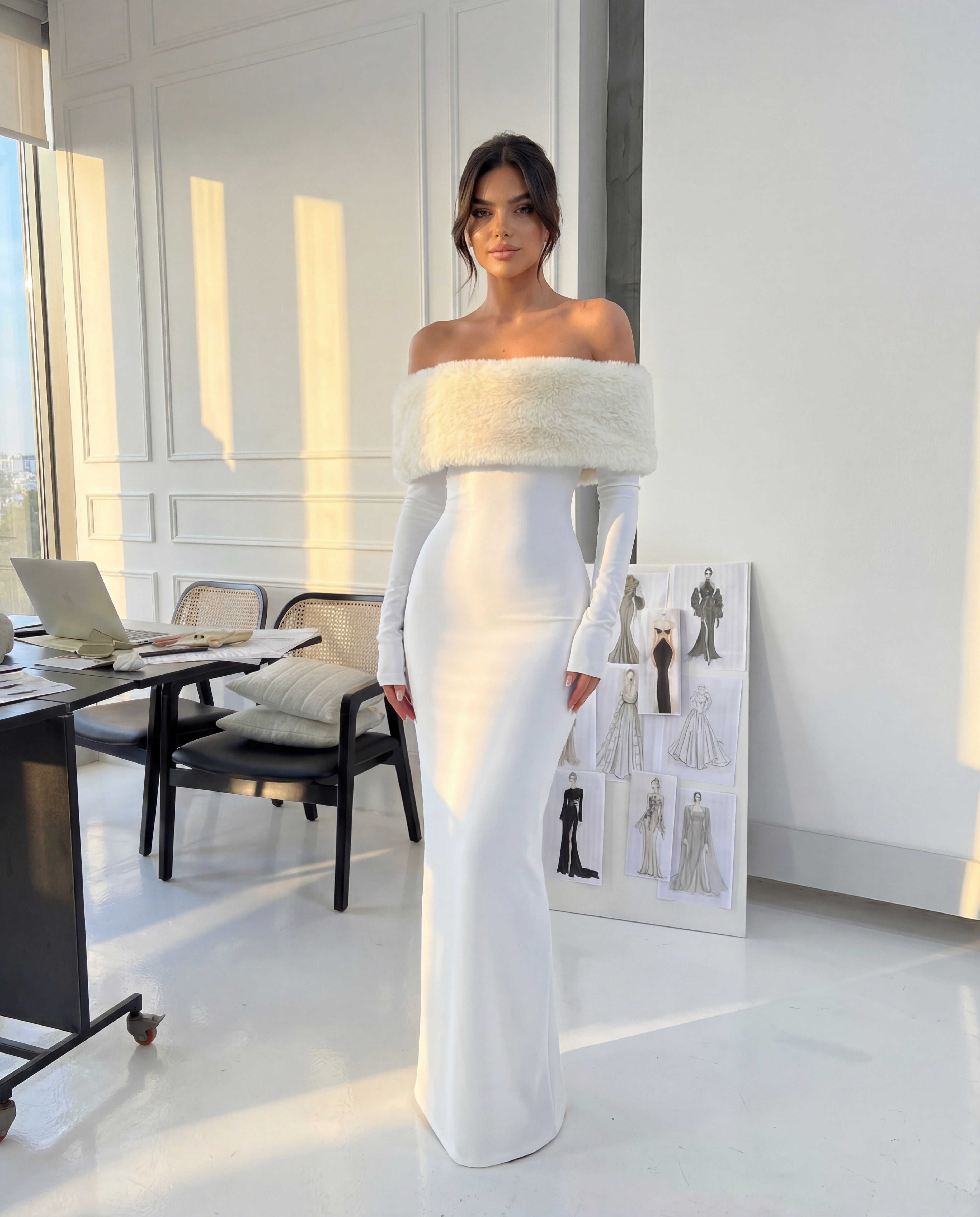 Off shoulder maxi